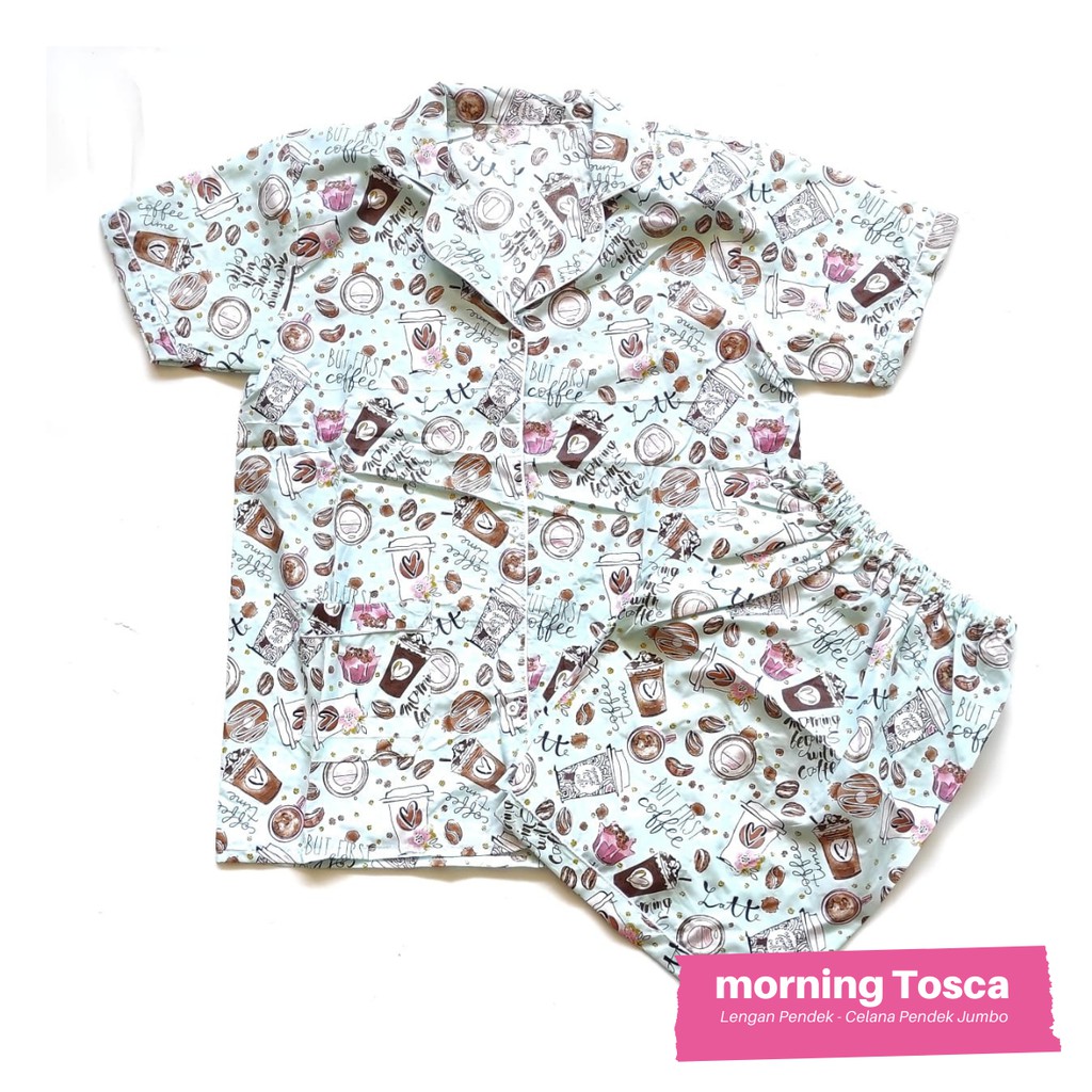 Piyama dewasa jumbo ld 120 cm celana pendek hotpant-Morning Tosca HPJ
