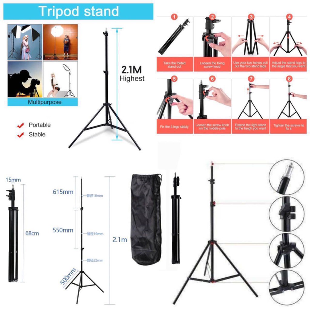 (NC) Mini Tripod Meja Ring Light Phone Holder