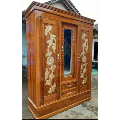 Lemari Kayu Jati pintu 3 lemari kayu lemari kayu jati awet lemari kayu jati murah