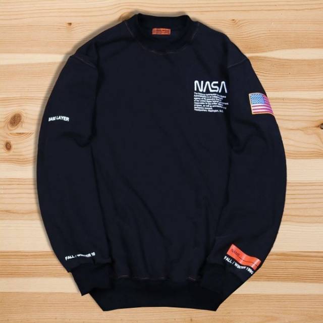 CREWNECK SWEATER NASA X HERON PRESTON NATIONAL AERONAUTICS SPACE ADMINISTRATION PRINTED PREMIUM