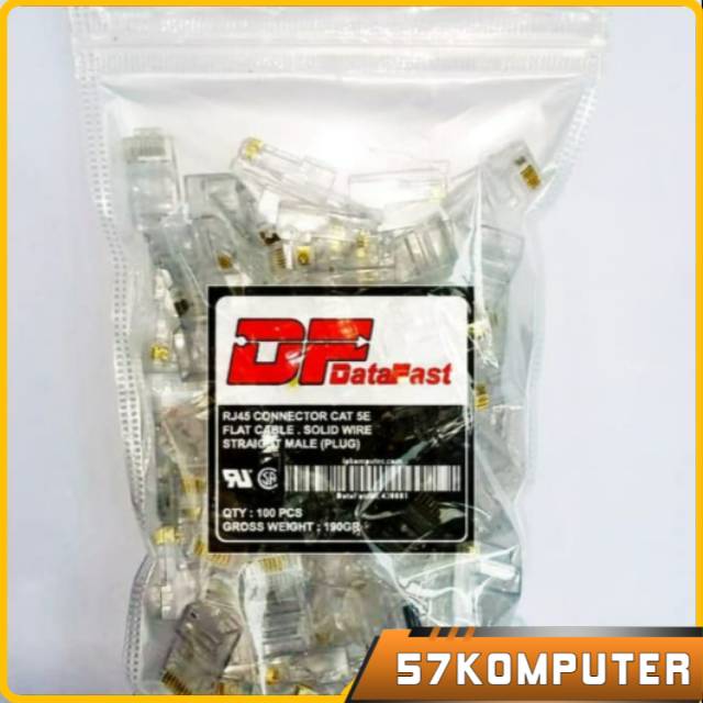 KONEKTOR RJ45 RJ 45 CAT 5 DataFast (100PCS) MURAH