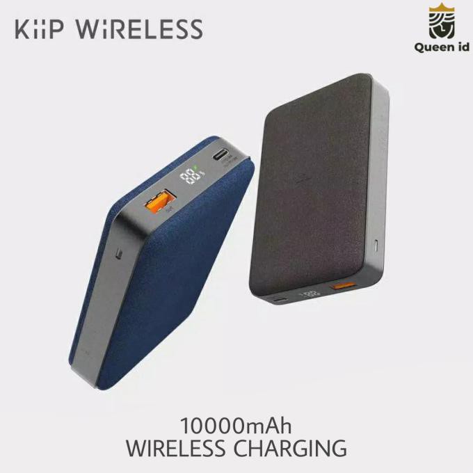 Powerbank KIIP 10000 mAh Wireless QC 3.0 LED DISPLAY / PD 3.0 18W EW35 - Hitam