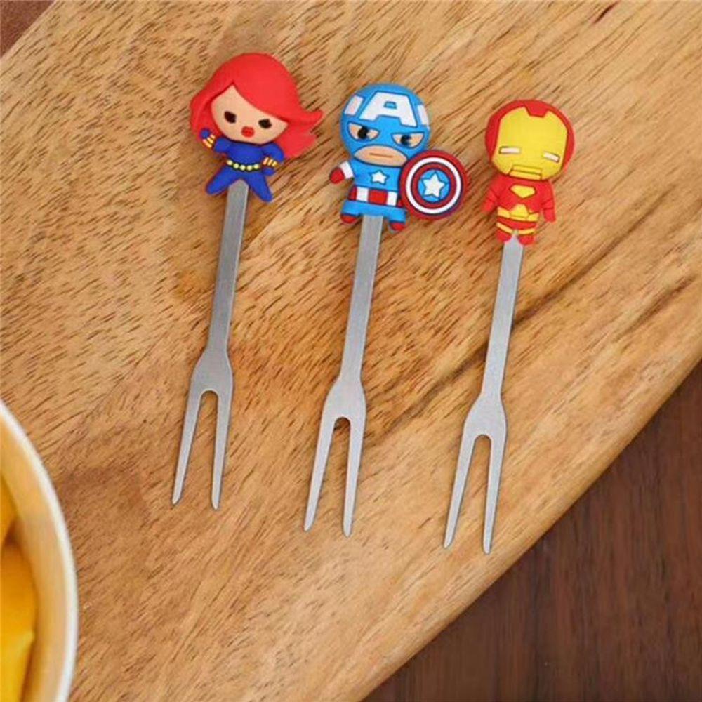 Set Garpu Mini Bahan Stainless Steel Desain Avengers Hero Untuk Anak