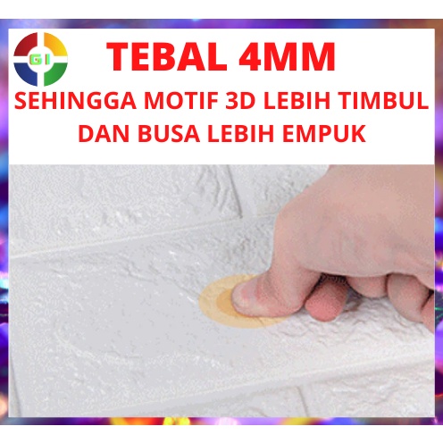 Wallpaper Dinding 3D Foam COD Timbul Tebal Motif Batu Bata Putih Dan Warna 70 x 78 CM Dekorasi Dinding Dan Interior Kamar Murah