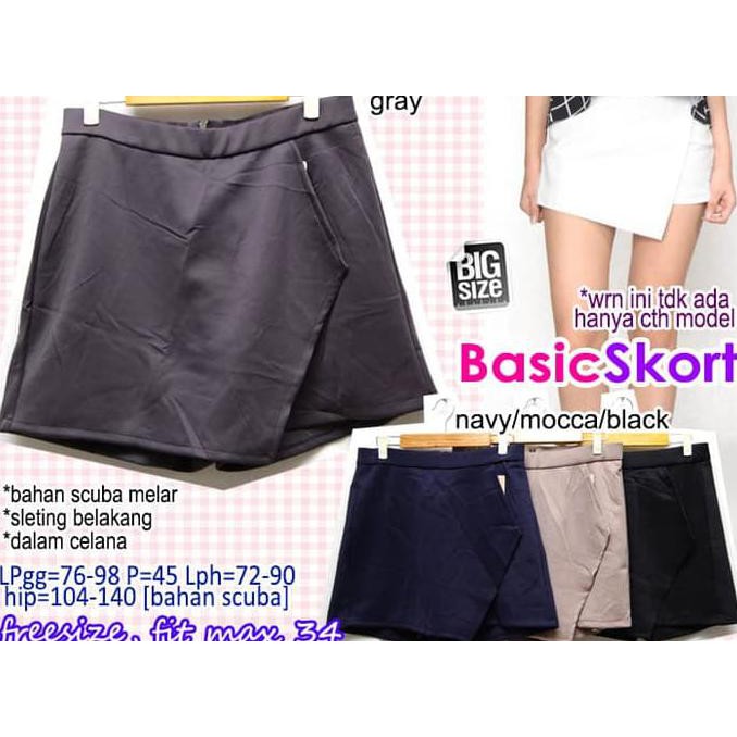 Pengiriman Cepat dan tepat rok celana bigsize basic skort jumbo 34 scuba - Hitam ON SALE