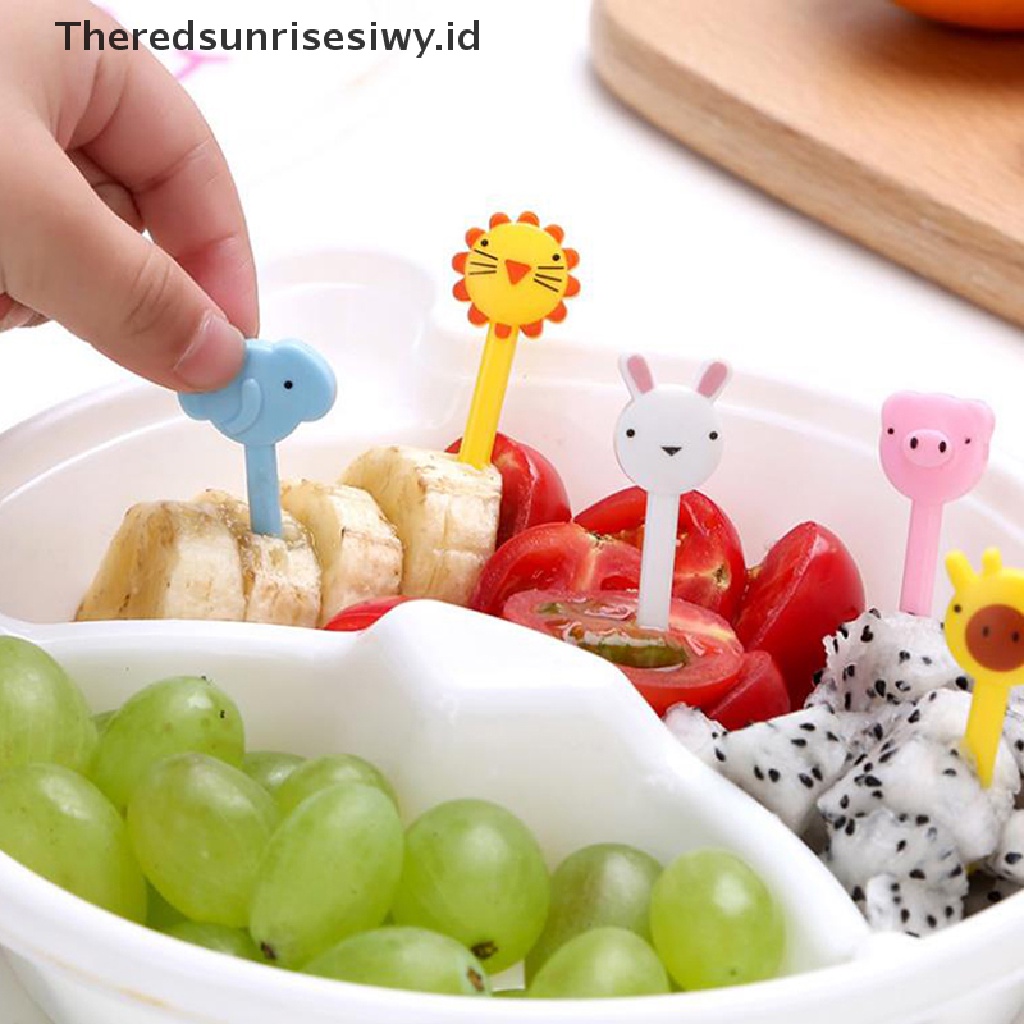 # Alat Pemotong Buah # 10pcs Garpu Buah / Dessert Mini Dengan Gambar Binatang Untuk Anak-Anak