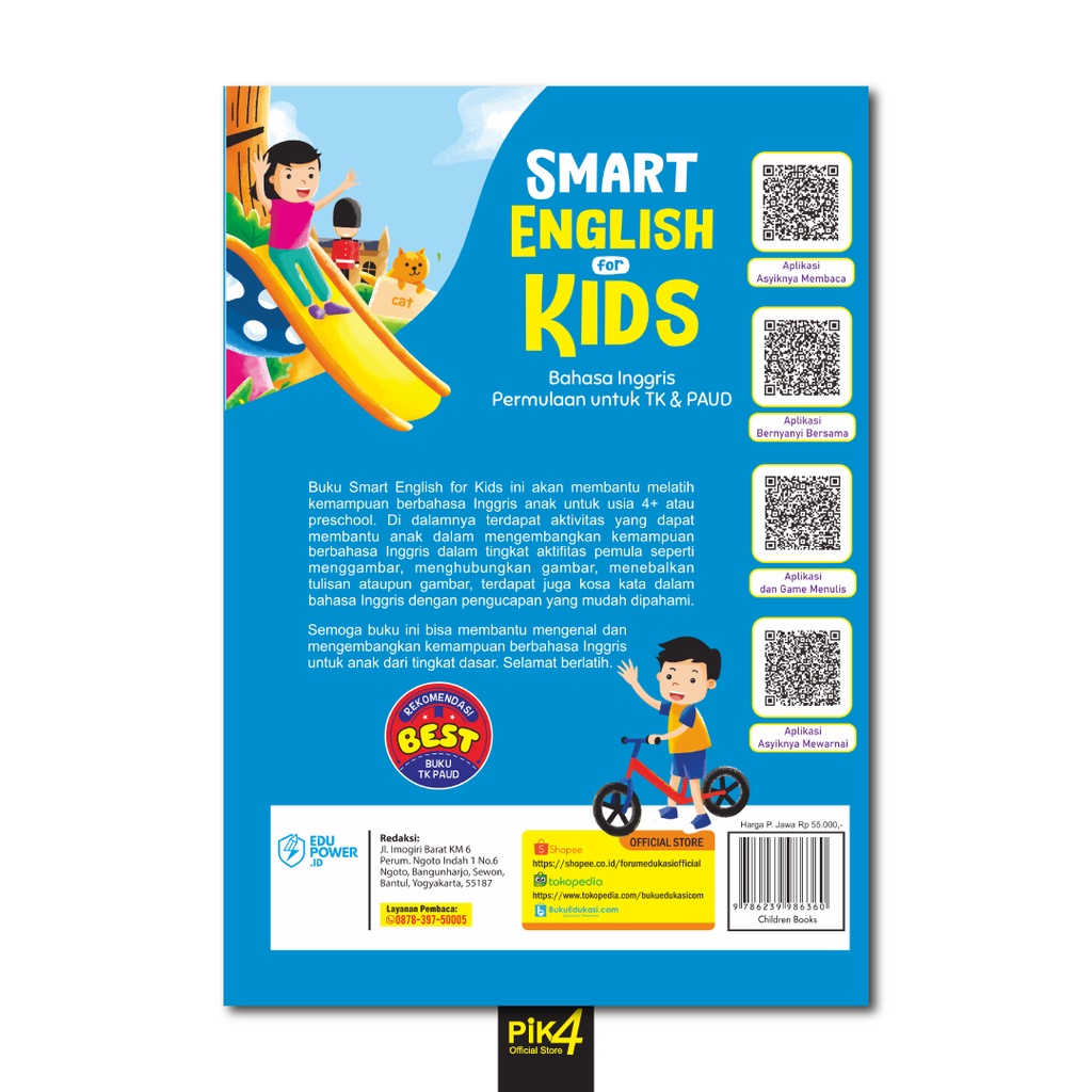 Buku anak Smart English For Kids Bahasa Inggris Permulaan Untuk Tk dan PAUD pra SD