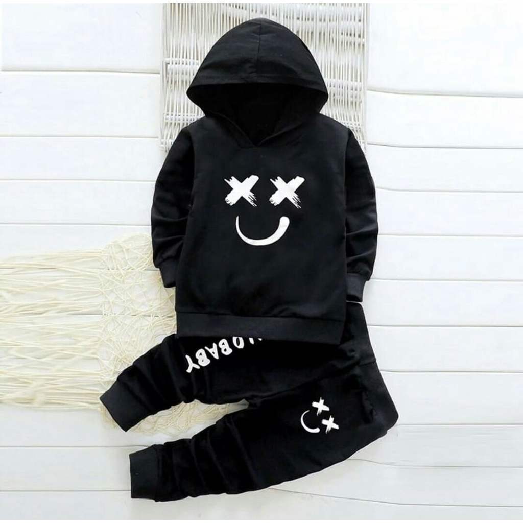 Baju Bboy Kids Setelan Anak Laki-laki Baju &amp; Celana Panjang Hoodie Usia 3-5 Tahun ZP