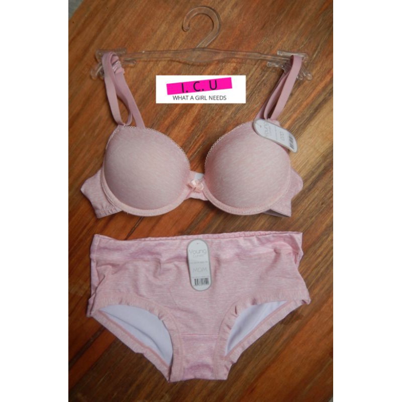 Bra Set Young Curves Baby Pink / Bra Size 32 B70 / Panty Size M
