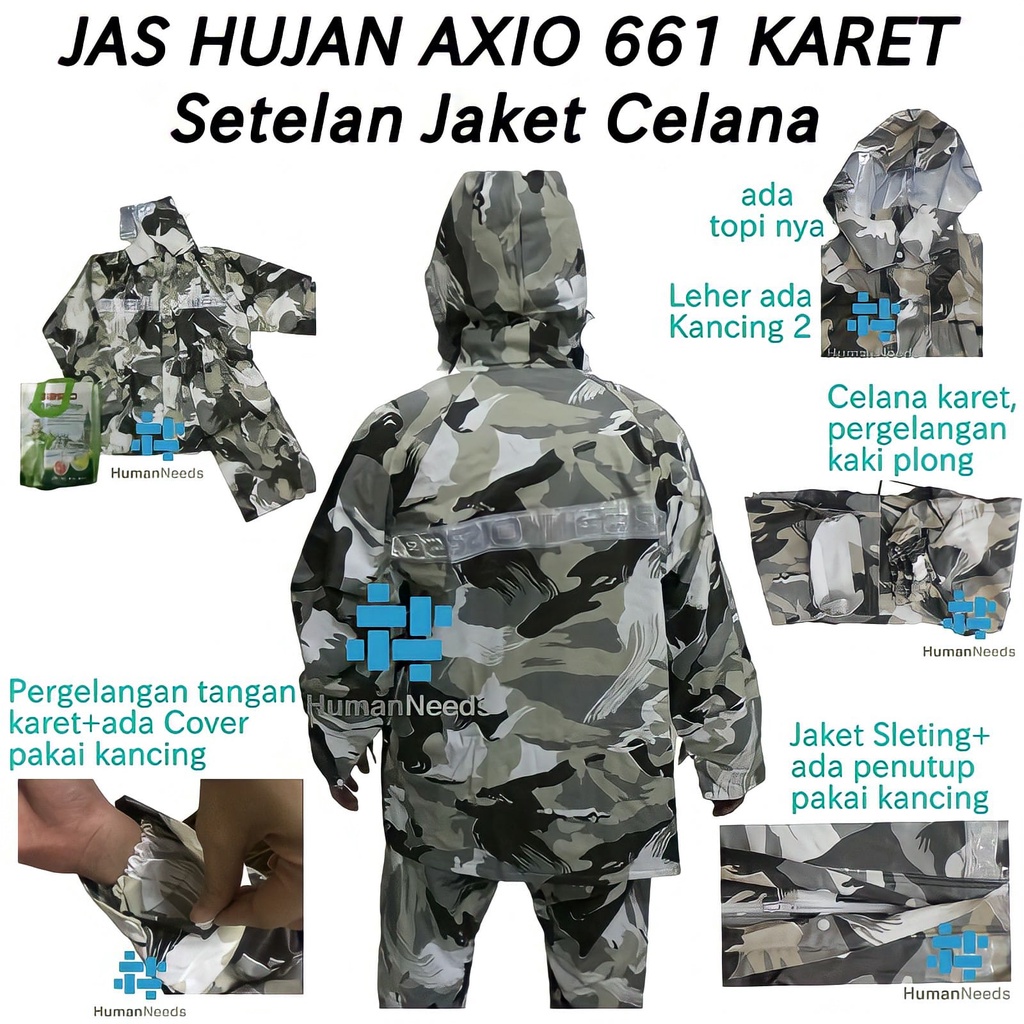 Jas Hujan Axio 661 Original/Mantel Axio Karet Rubber 661 Asli/Mantol Axio 661 Karet Rubber Ori/Raincoat Axio 661/Jas Ujan Axio 661