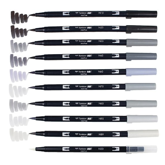 Tombow Dual Brush Pen Set - Grayscale