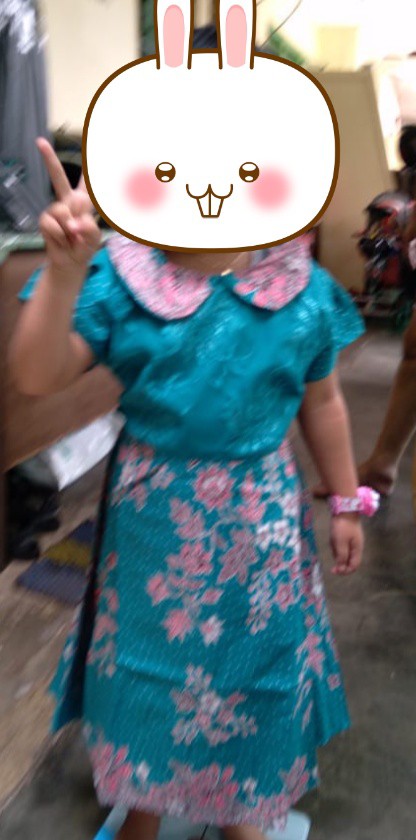 Qnunbatik Batik Keluarga/family Dress Kd Melati Dasar Warna Toska