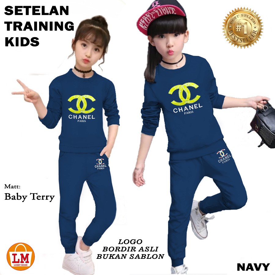 TERBARU Baju Setelan Pakaian Olahraga Anak Perempuan  KIDS Full BORDIR Ukuran S M L LMS 21538