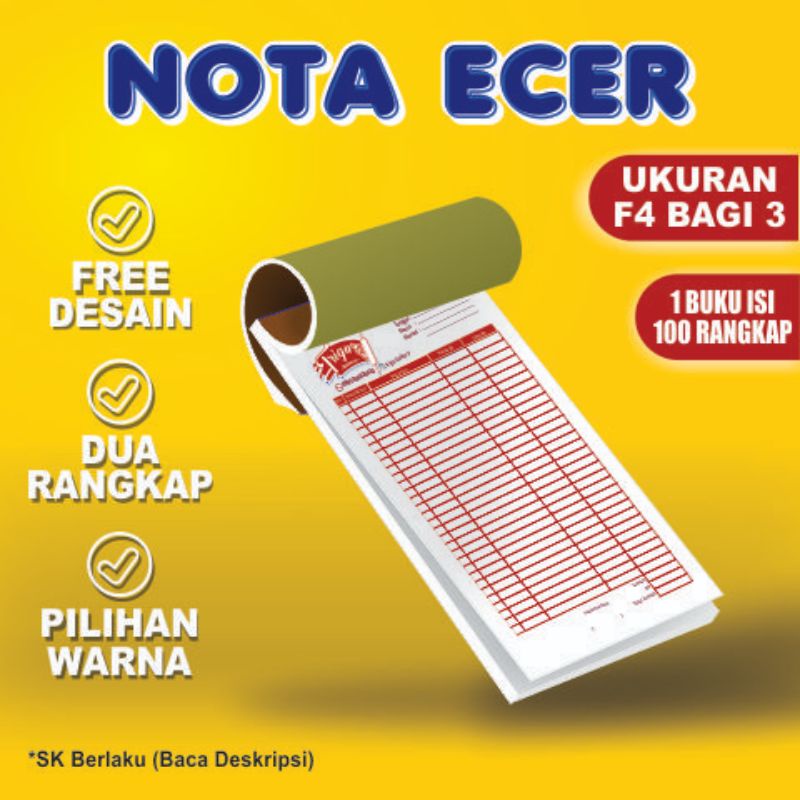 

Nota Ecer / Satuan 2 Rangkap (harga merupakan 3 Buku/Bandel)