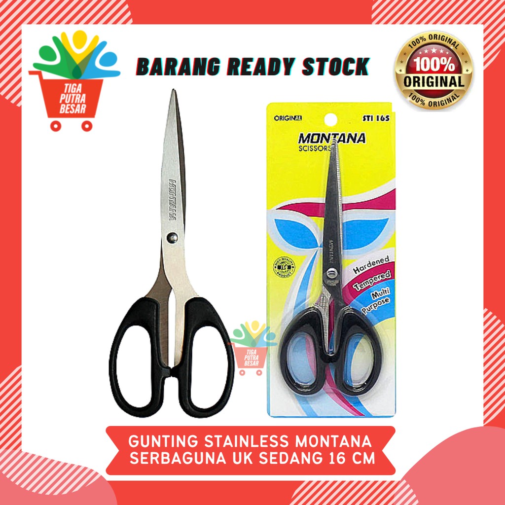 GUNTING STAINLESS STEEL MONTANA SERBAGUNA UKURAN SEDANG 16 CM