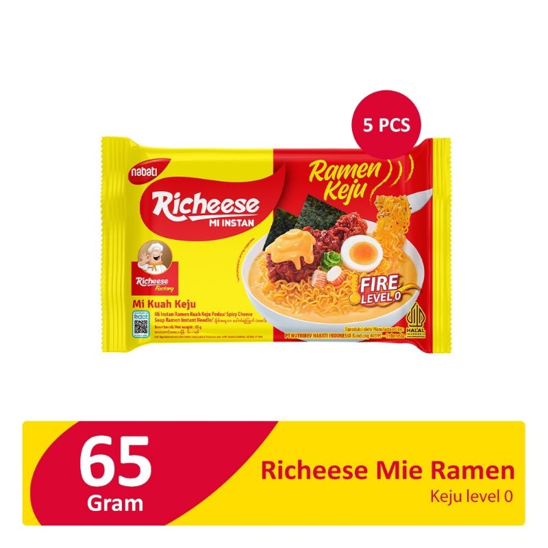 5PCS MIE INSTAN RICHEESE NABATI MI GORENG KEJU PEDAS LEVEL 0 3 5 RAMEN KEJU PEDAS LEVEL 0 3 TERBARU 