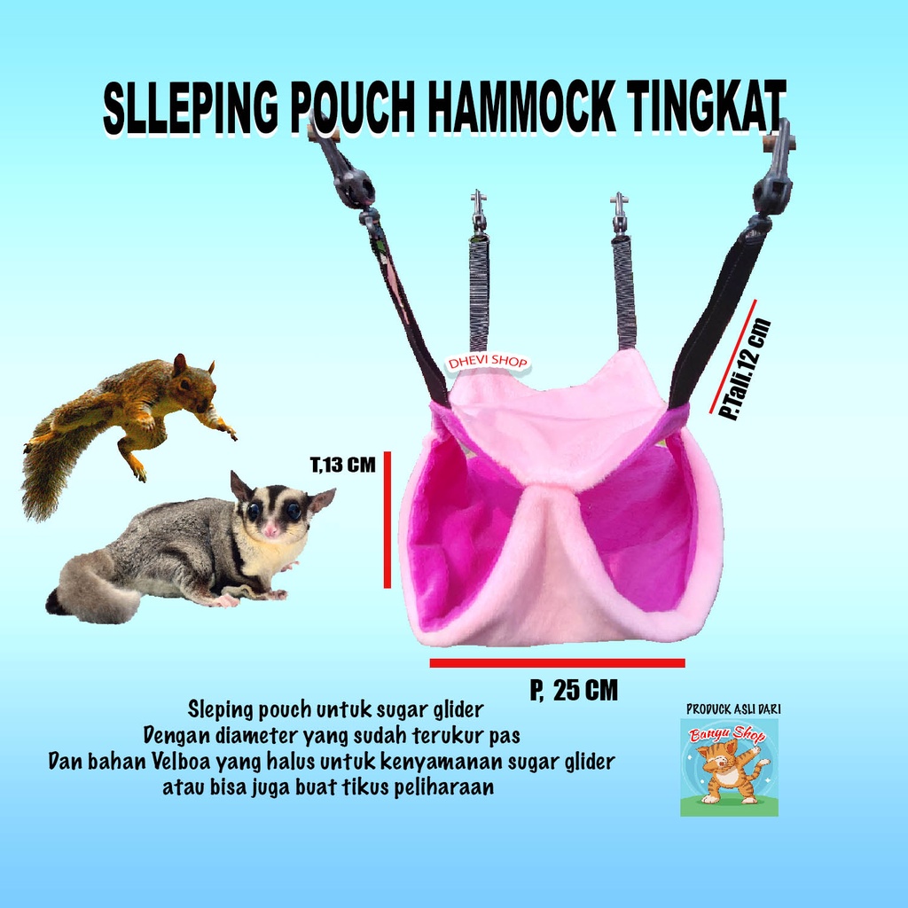 TEMPAT TIDUR SUGAR GLIDER-SLEEPING POUCH SUGAR GLIDER-WARNA