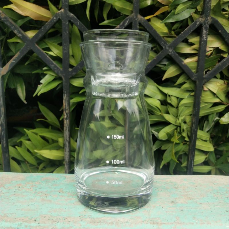 Server V60 150 ml dan Gelas Sloki 50 ml Paket Gelas Server Kopi