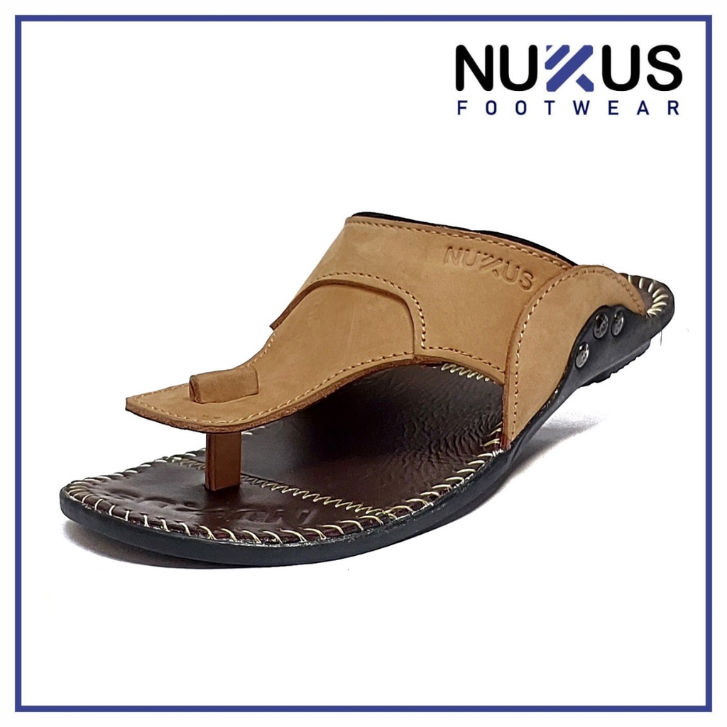 Nukus Sandal Japit Pria Kulit Asli Moca - NK 07