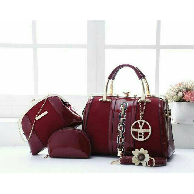 BIG SALE BESTSELLER TAS WANITA VICTORIA BECKHAM Glossy  Behel Speedy 
Set 3 in one #5712 TAS BATAM
