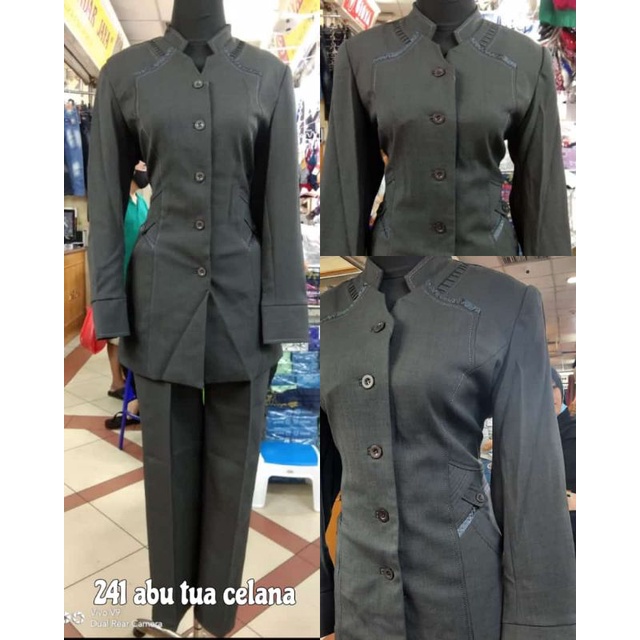Blazer Wanita Formal Blazer Jas Seragam Kantor Blazer Abu Tua Seragam Dinas Pemda Guru Pns Pdh Pdl A
