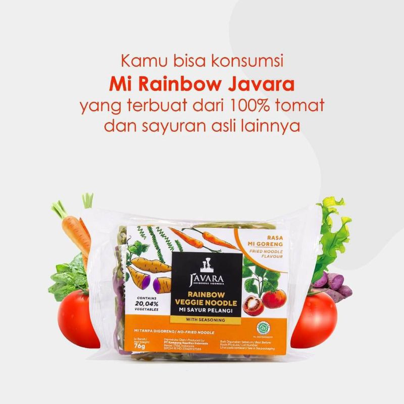 

MIE VEGAN ORGANIK RAINBOW JAVARA (sudah termasuk bumbu) READY STOK