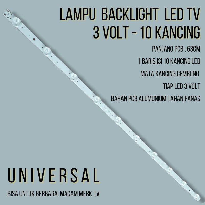 Lampu LED Kancing 3V 10K Backlight TV 3 Volt 10 Kancing Cembung BL Universal