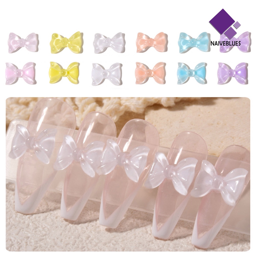 Naiveblue 50Pcs / Set Charms Pita Bahan Resin Untuk Aksesoris Nail Art