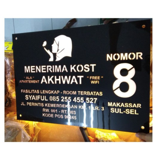 Nomor Rumah Akrilik Lampu LED 2 Leyer - nomor rumah Berkualitas