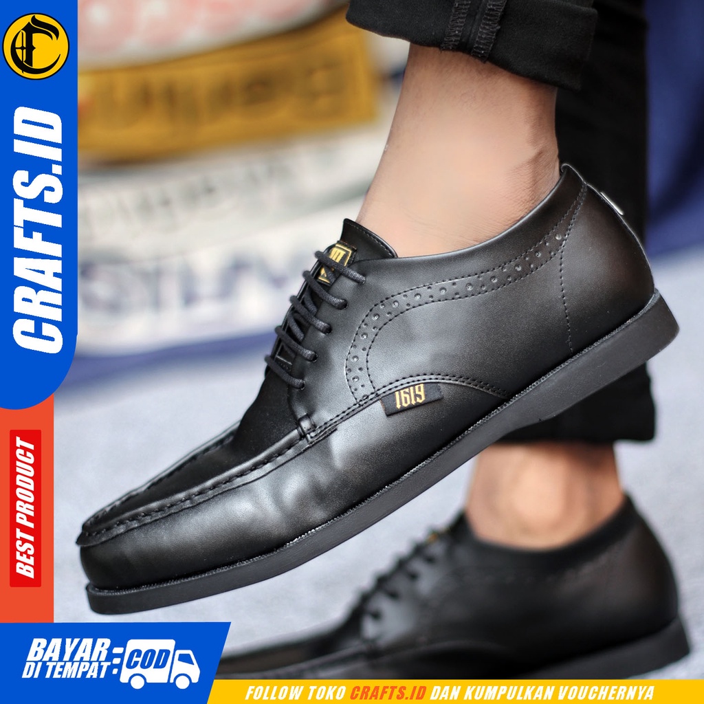 Sepatu Formal Pria Sepatu Casual Pria Kulit Pu Tali Sepatu Pantofel Kerja Kantor Kuliah Kondangan Sepatu Hitam Pria CRAFTS GRORWZ