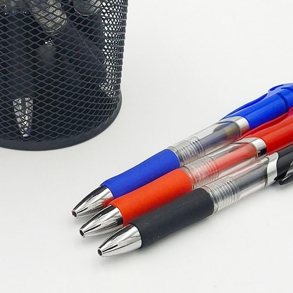 Timekey 5pcs / set Pulpen Gel 0.5mm Retractable Warna Hitam / Biru / Merah Kapasitas Besar Untuk Sekolah / Kantor B9W4