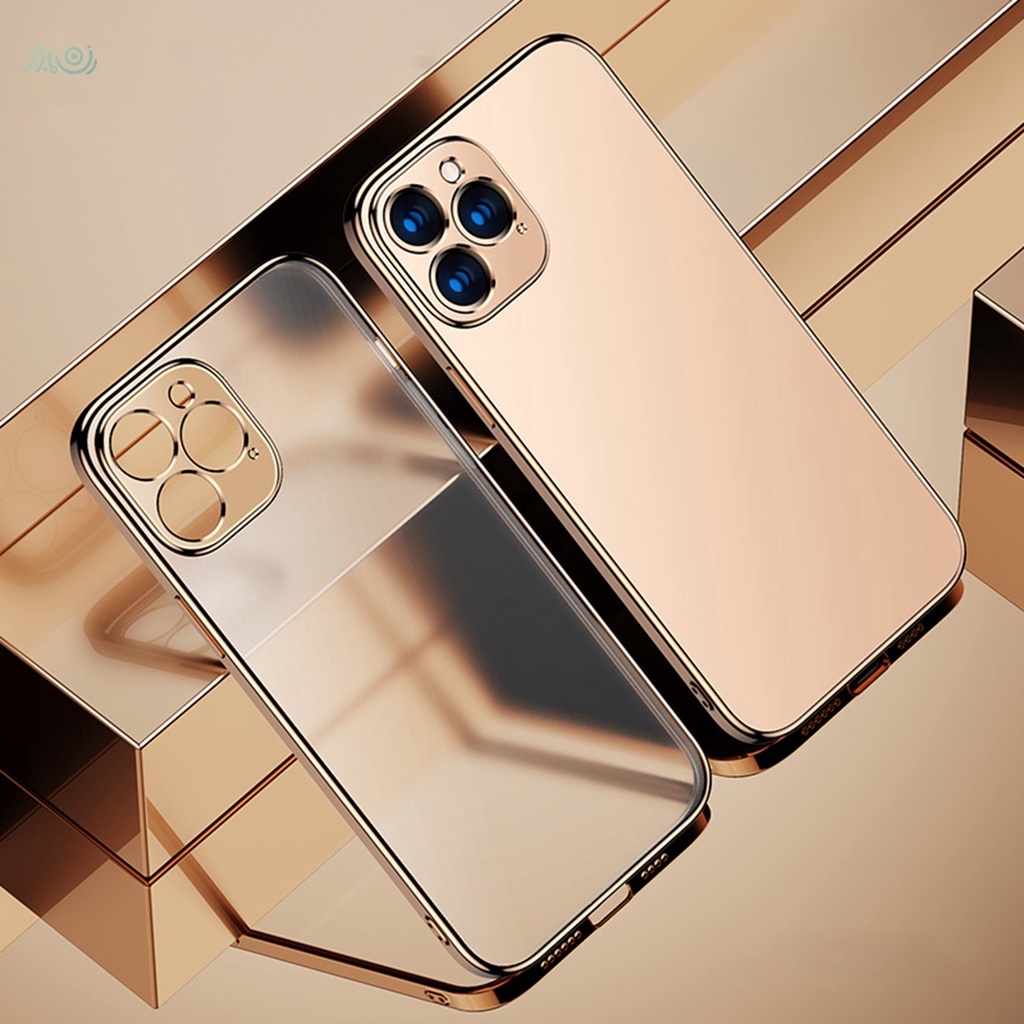 【Matte】case iPhone 11 12 Pro Max X XR XS 7+ 8 Plus SE 2 2020 Luxury Square Frame Plating Clear Phone Case Transparent Silicone Cove