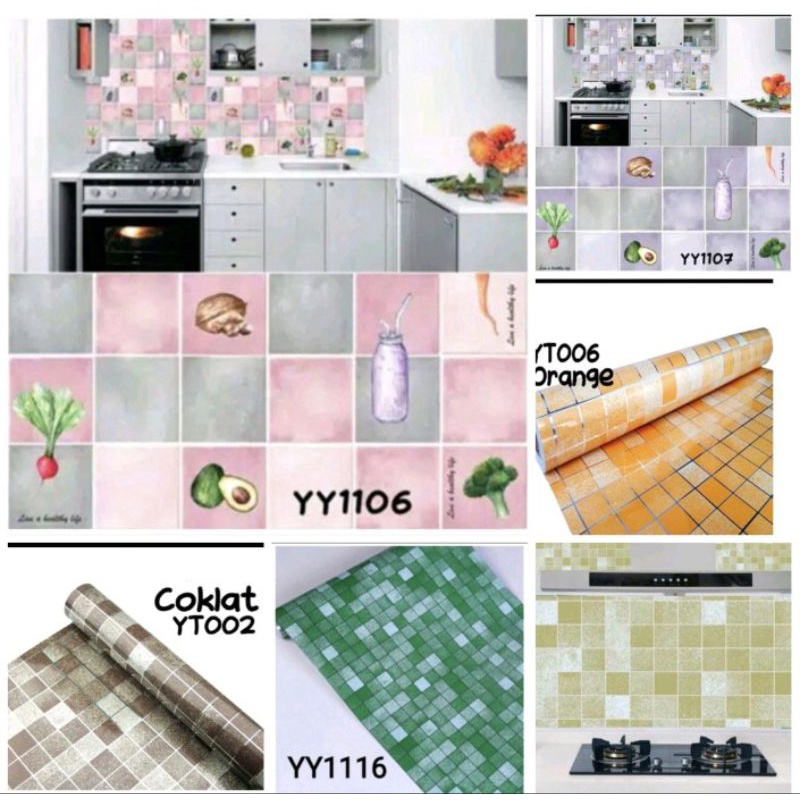Wallpaper dinding dapur anti panas dan minyak anti air 5 meter vinyl aesthetic 3d kayu tebal estetik