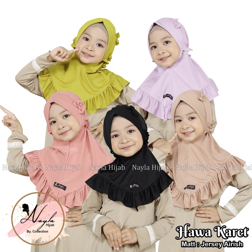 KERUDUNG INSTAN ANAK HAWA KARET 6 Bulan-4 Tahun JERSEY AIRIS HIJAB ANAK INSTAN NAYLA HIJA'B