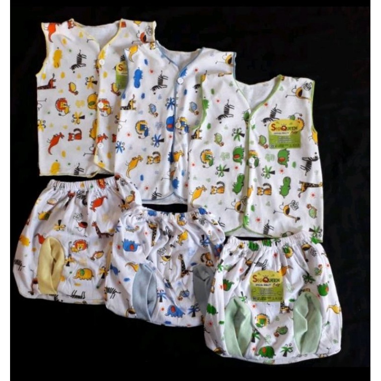 Baju kutung bayi/ Setelan kutung bayi 0-3 bulan/ setelan tanpa lengan new born SNI merk Shaqueen