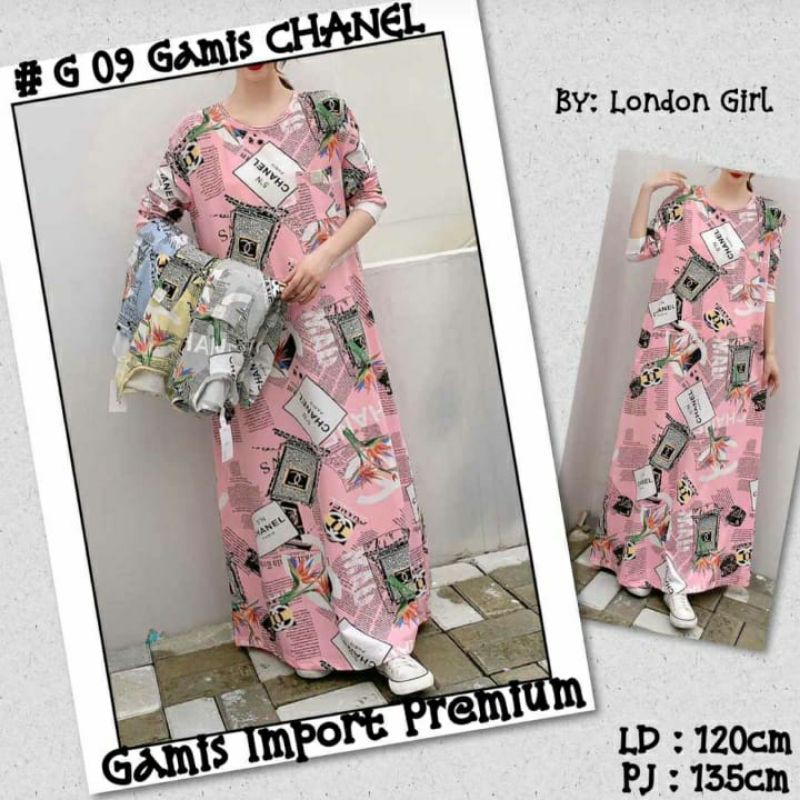 Gaun Gamis Import Premium Wanita Lengan Panjang Grosir Ecer #G09 Chanel/ Woman Import Gamis Dress