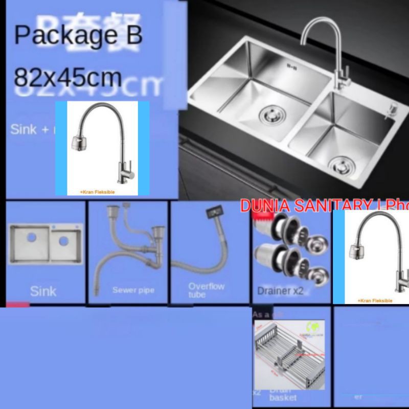 Paket kitchen Sink Stainless INOBE 8245 Exclusive golden hand by Onan bak cuci piring