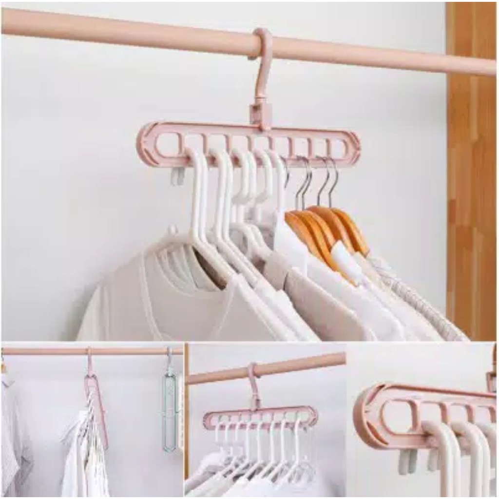 FREE BUBLE HANGER BAJU / GANTUNGAN BAJU AJAIB MULTIFUNGSI DAPAT DILIPAT 9 LUBANG