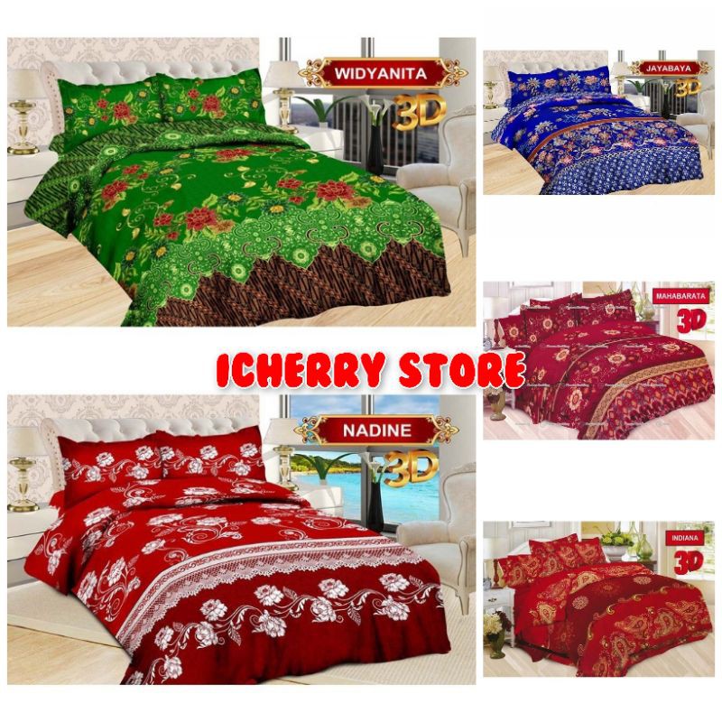 Set 3in1 Sprei Bonita Disperse 3D Single Queen King 120x200 160x200 180x200 Motif Batik Widyanita, N
