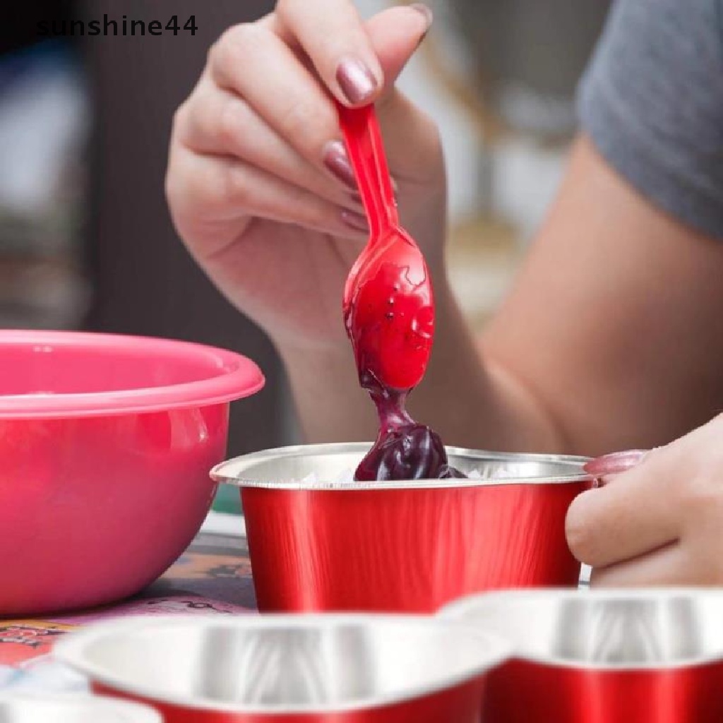 Sunshine 10Pcs Cetakan Kue Bentuk Hati Warna Merah Dengan Tutup Untuk Valentine