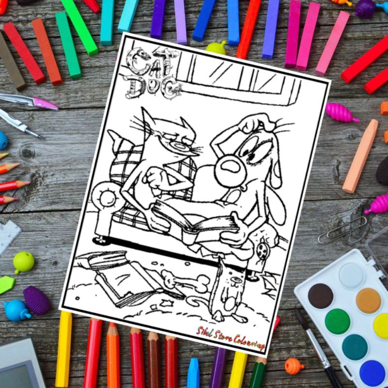 

Kertas Mewarnai Gambar Anak Tema Cat Dog / Kertas Gambar (10 Lembar Gambar)
