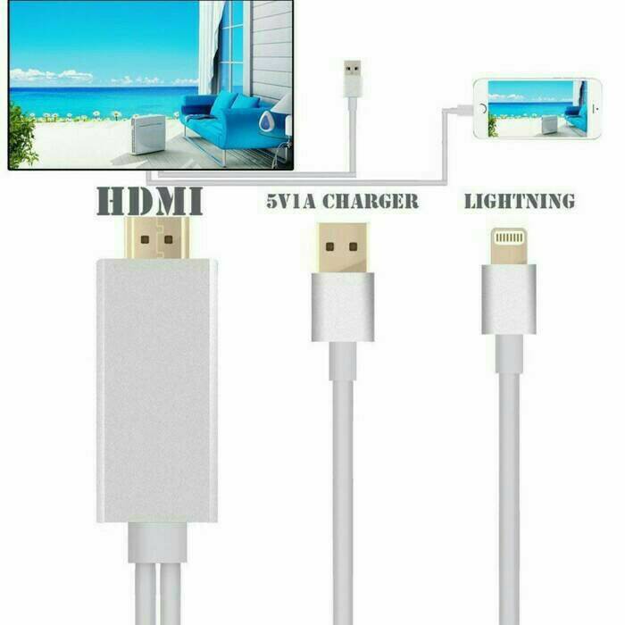Terbaru KABEL LIGHTNING IPHONE 5 6 IPAD 4 MINI AIR PRO KE HDMI LCD TV KW MURAH