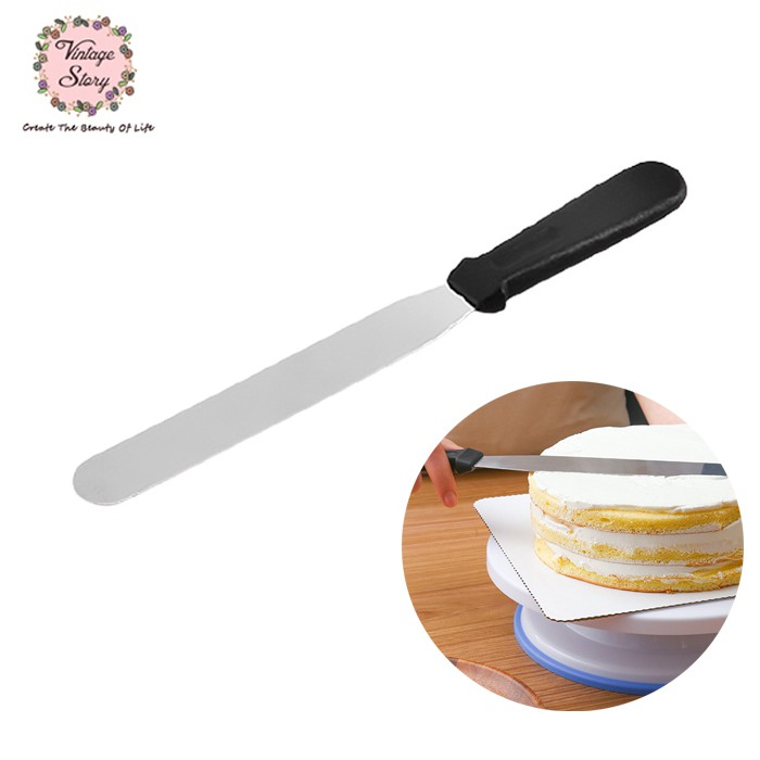 Pisau Panjang Pisau Kue Krem Roti Spatula Oles Butter Cream Lurus 7 inch