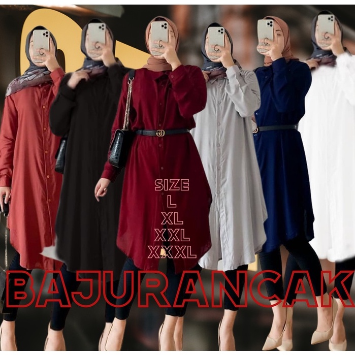 Tunik Crinkle Jumbo Polos Muslimah Terbaru 2023 New Varian Fisa Tunik Fashion Muslim Pakaian Muslim Wanita Atasan Size L XL XXL XXXL Full Kancing