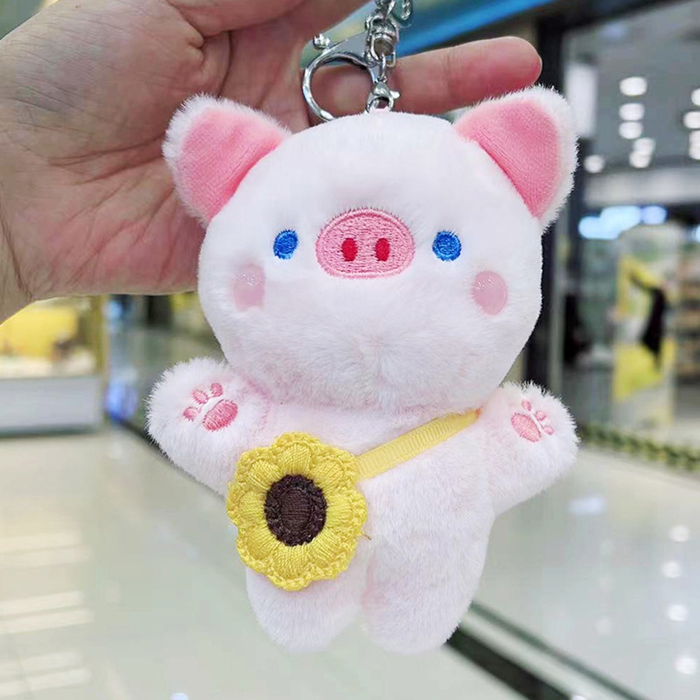 1pc Gantungan Kunci Boneka Babi Pink Lucu Bahan Plush