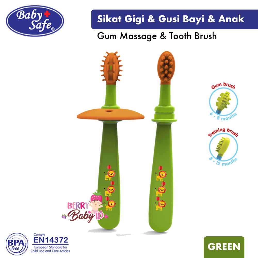 Baby Safe Gum Massage &amp; Toothbrush Sikat Gigi Bayi Anak Training Brush Berry Mart