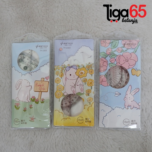 365 PENGGARIS SET 15CM #40911 Paket Penggaris / Penggaris Set Plastik 15cm 5in1 Estetik