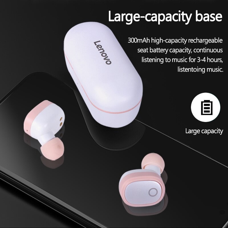 Lenovo TWS Sport Earphone True Wireless Bluetooth 5.0 with Charging Dock - HT18 - Black - ILSK09BK