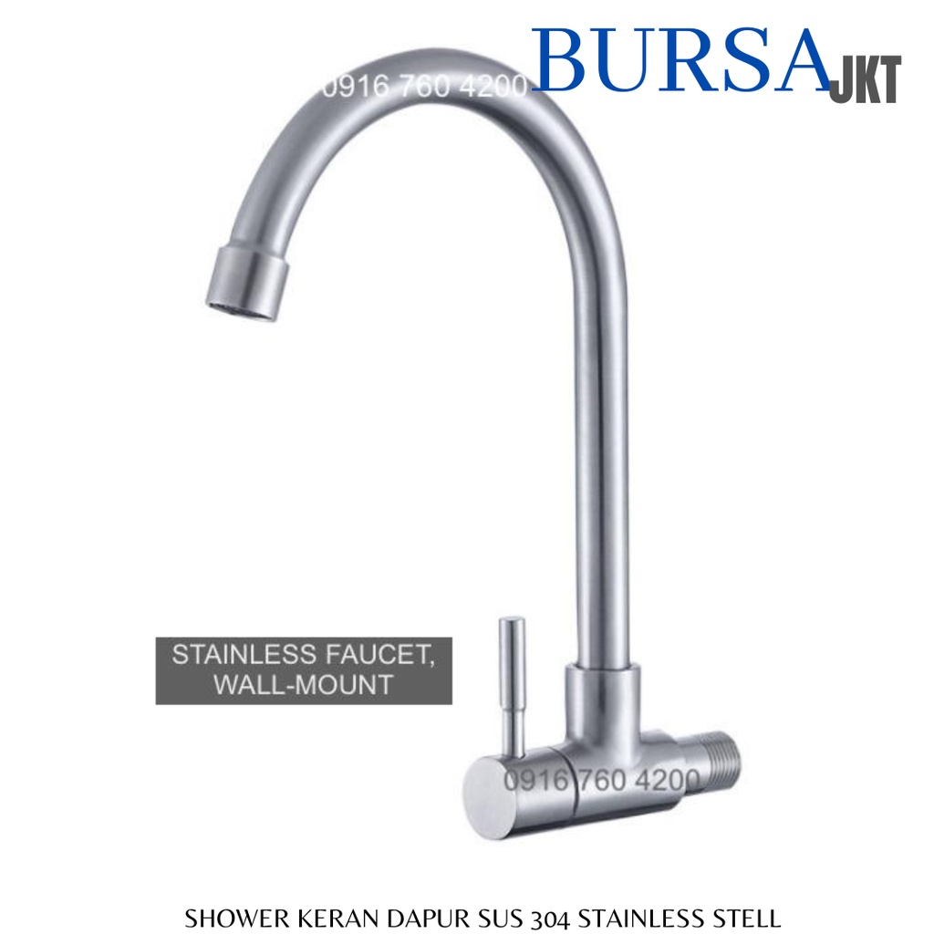 KERAN DAPUR WASTAFEL FAUCET CUCI PIRING CUCI TANGAN STAINLESS STEEL SUS304 ANTI KARAT MODEL ANGSA TANAM