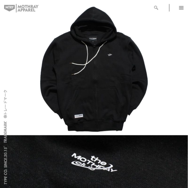 ZIPPER MOTHRAY HITAM - THE MOTHRAY CLUB